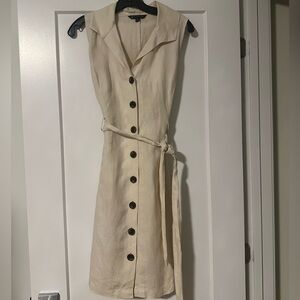 Brooks Brothers Cream Sleeveless Shirt Dress